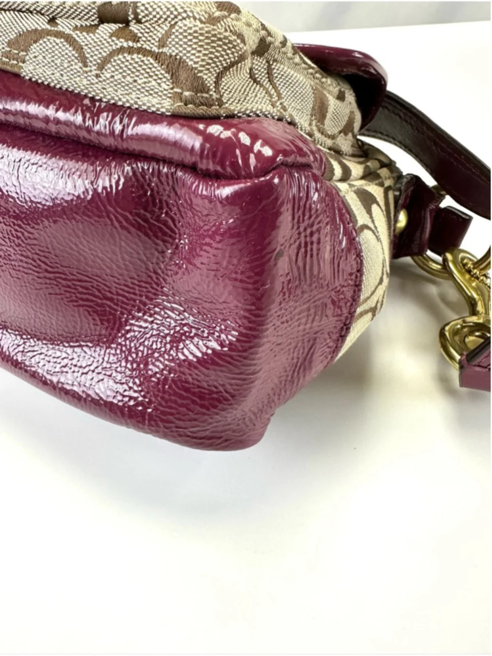 Coach 65th Anniversary Legacy Signature Double Turnlock Bag Plum G0826 F12869